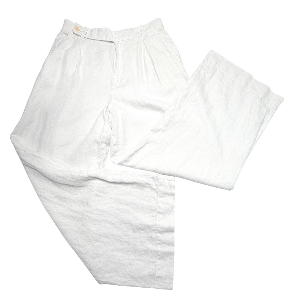 Madewell White 100% Linen Wide Leg Pants Womens 8 Pleated Trouser